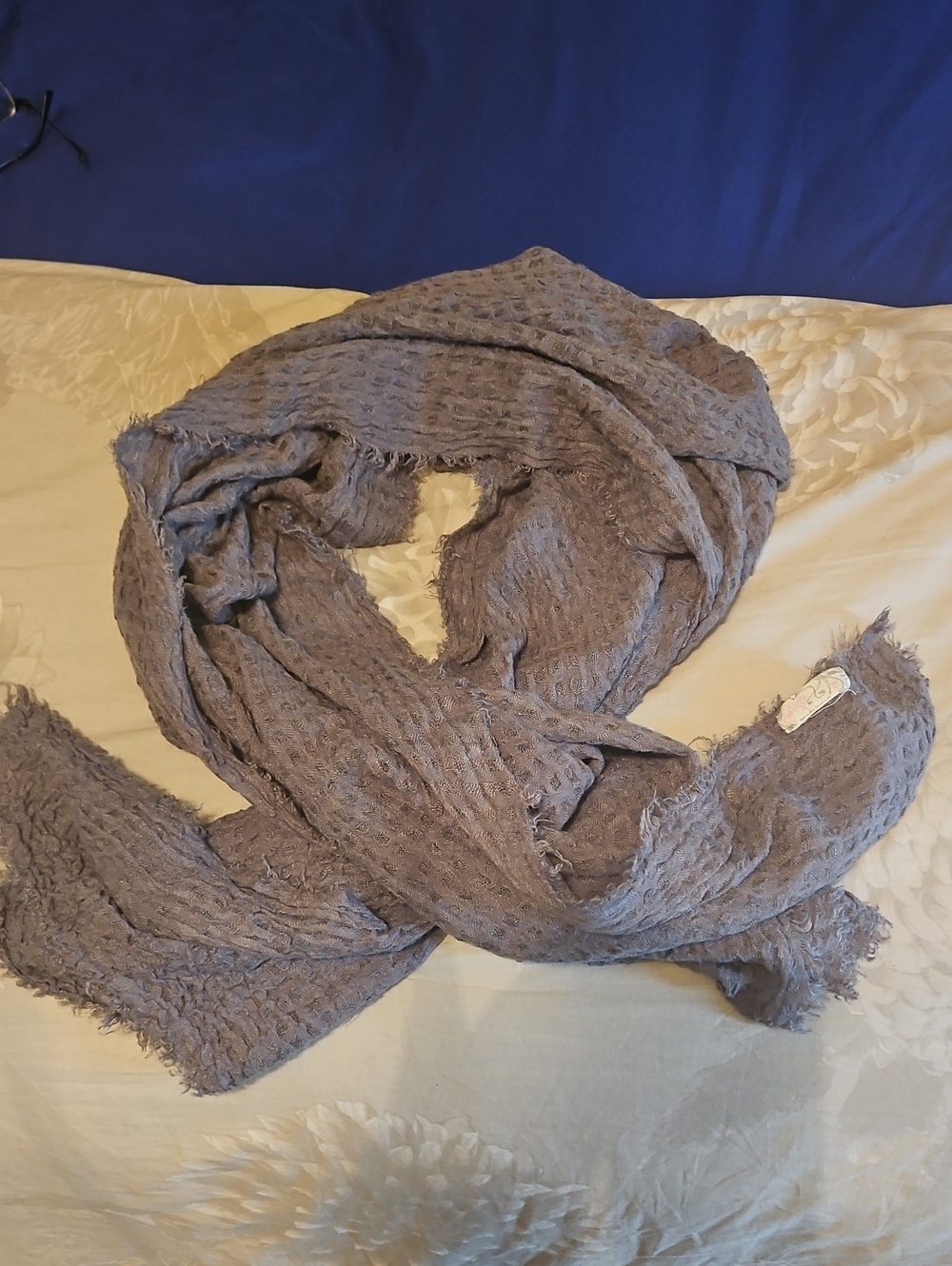 Free People Gray Waffle-Texture Wrap Scarf